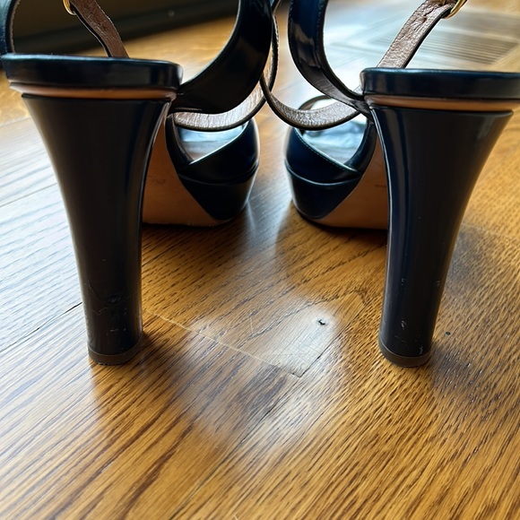 Ralph Lauren blue patent peep toe platform heels w ankle strap 39.5 purple label - Picture 5 of 10